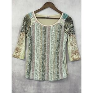 Y2K Edista Patchwork Lace Top Womens Medium Stretch Fairy Boho Indie Cottagecore